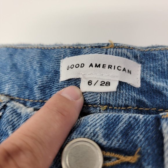Good American Size 6 / 28 Good Heritage Light Wash Blue Distressed Jeans - Picture 4 of 5